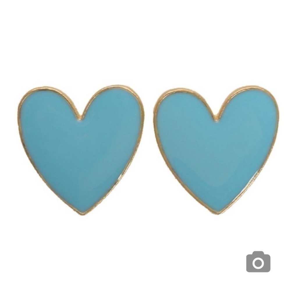 HEART oversized light turquoise earrings. NWOT